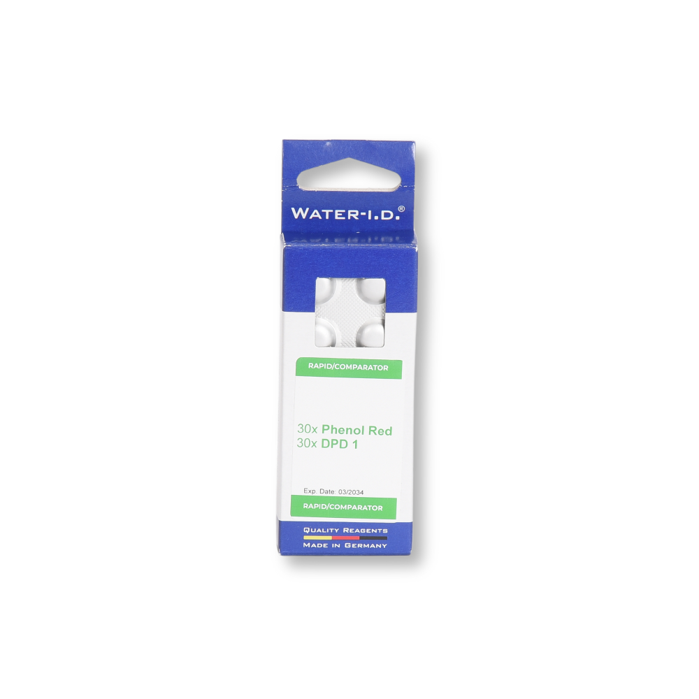 Water-I.D: Nachfüllpack zu Pool Test Kit pH, Cl je 30 Tabletten Water-I.D: Nachfüllpack zu Pool Test Kit pH, Cl je 30 Tabletten